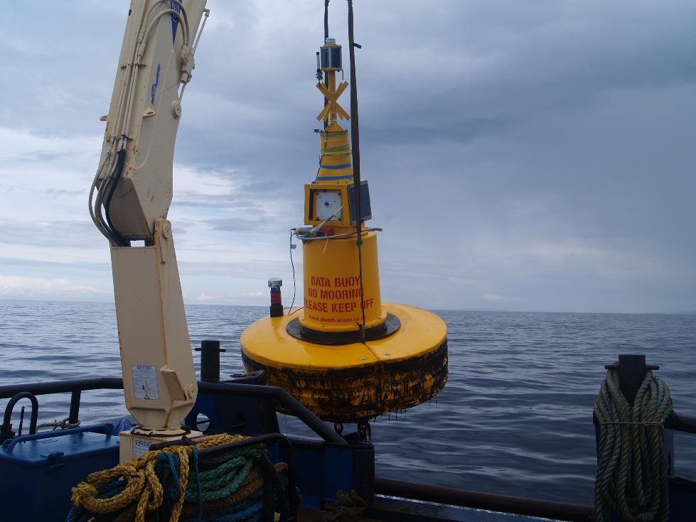 One of the COMPASS buoys with oceanographic measurement equipment on board.